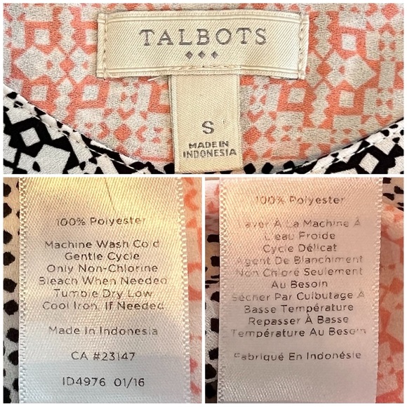 TALBOTS Blouse Sleeveless Button Front Career Office Striped Multicolor Small S - Picture 5 of 14